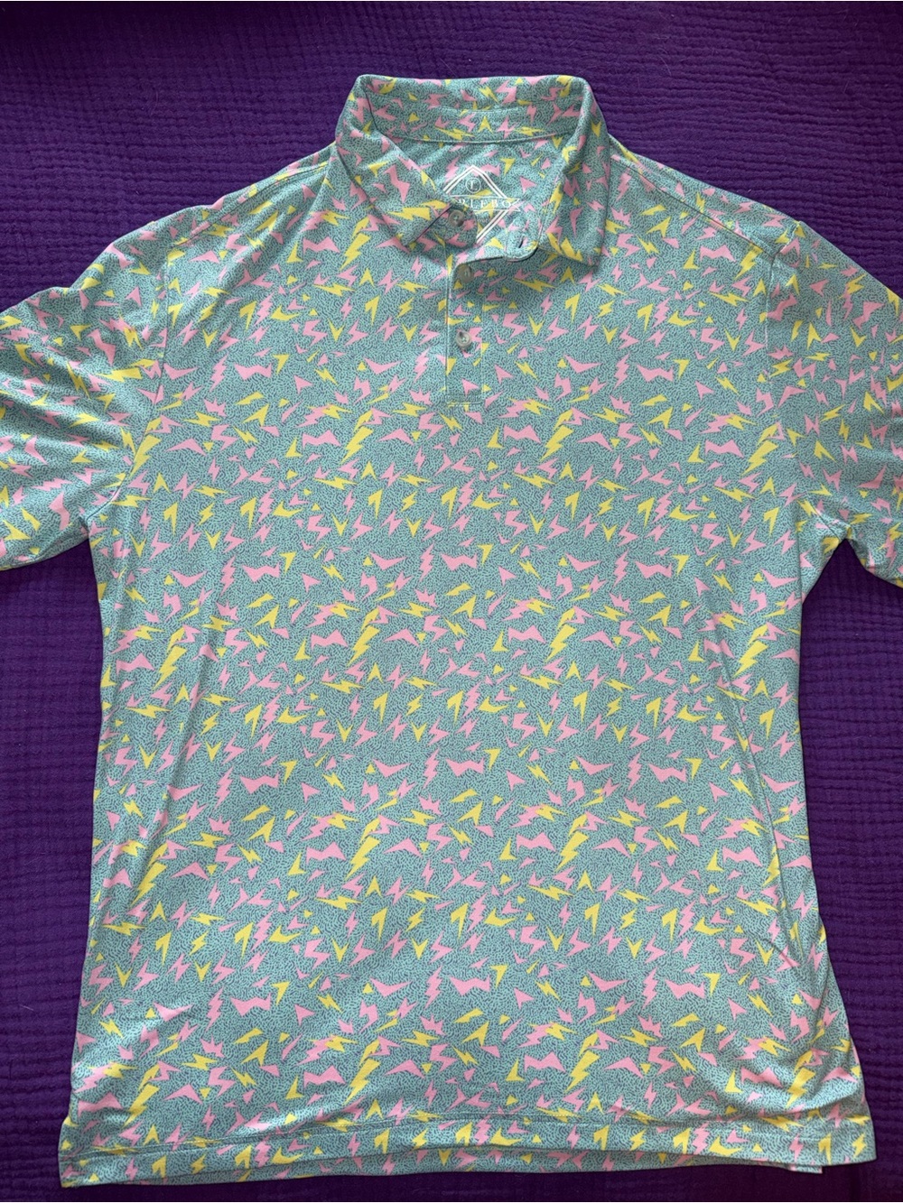 Men's Mint Green Patterned Short-Sleeve Polo Shirt Burlebo